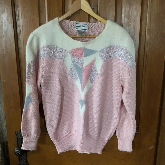 Vintage Angora  Blend Geometric Sweater - Picture 1 of 14